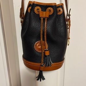 Vintage Dooney and Bourke 1980s All-Weather Leather Drawstring Bucket Bag